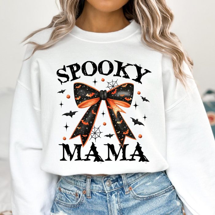 Spooky Mama Shirt Coquette Halloween Sweatshirt Spooky Season Sweatshirt Retro Halloween Shirt  Spooky vibes Shirt  Fall Shirt Halloween Shirt Sublimation